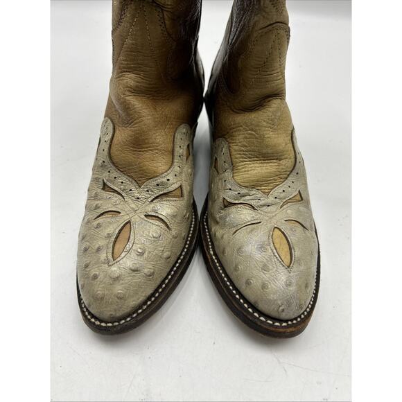 Vintage Texas Brand Cowboy Western Leather Boots TAN Men’s Size 7.5D MADE IN USA main image 9